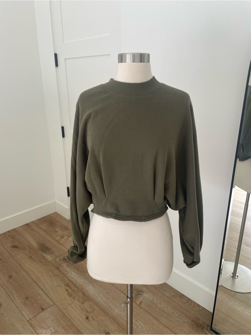 Z Supply Olive Cropped Crewneck Sweatshirt